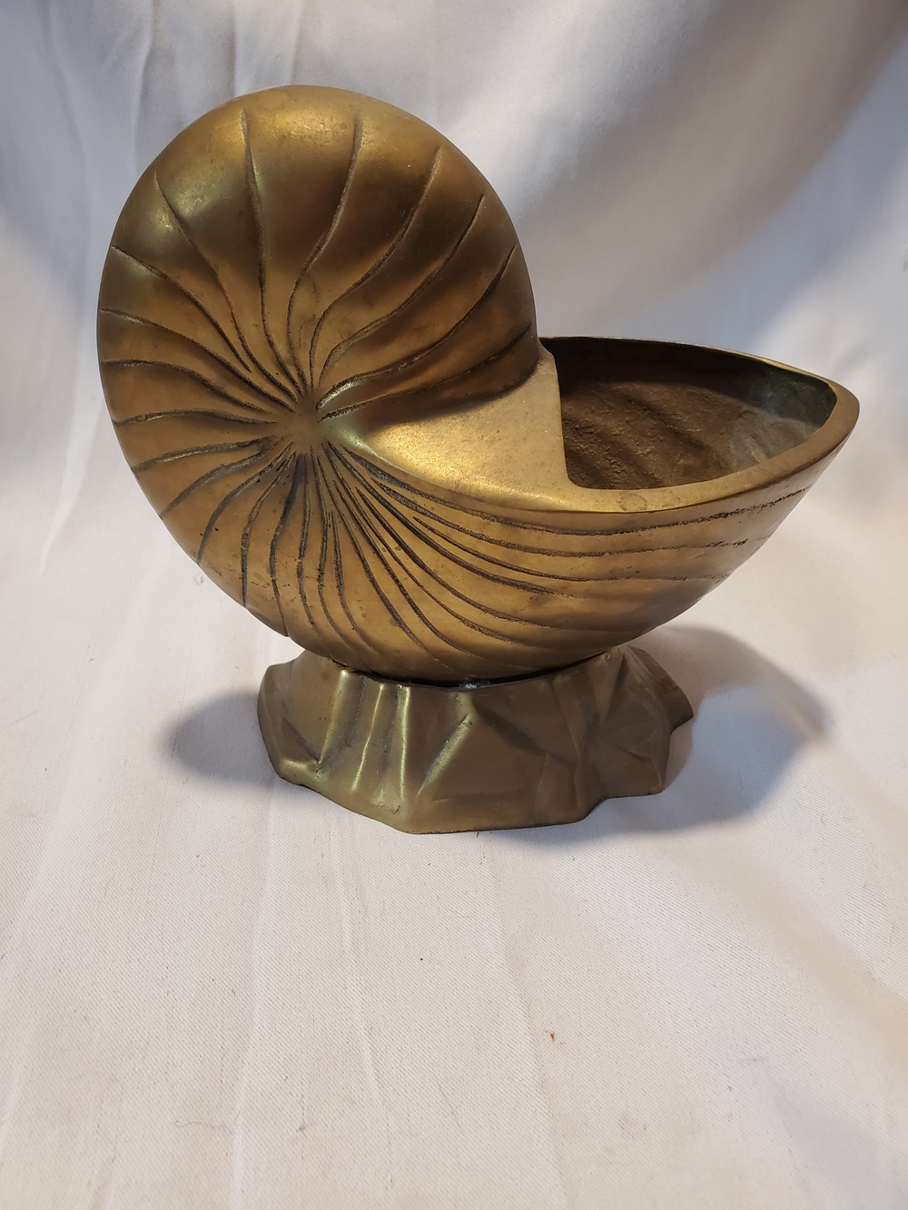 Vintage Brass Nautilus Shell Planter Hollywood Regency Mid Century MCM 9x7
